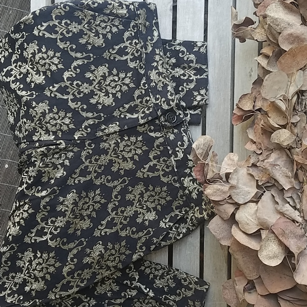 Damask black and gold pants